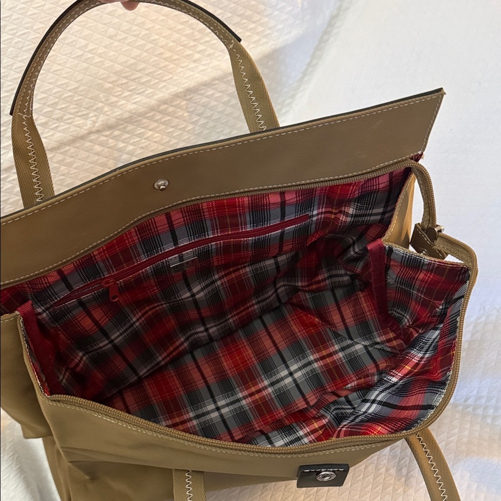 LIKE NEW ✨ MAXX NEW YORK Vintage Nylon Tote - Camel & Black Leather - Picture 6 of 13